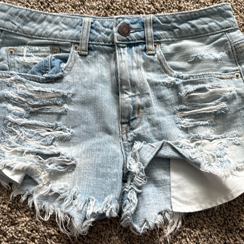 American Eagle Hi-Rise Festival Destroyed Jean Shorts Womens Size 2